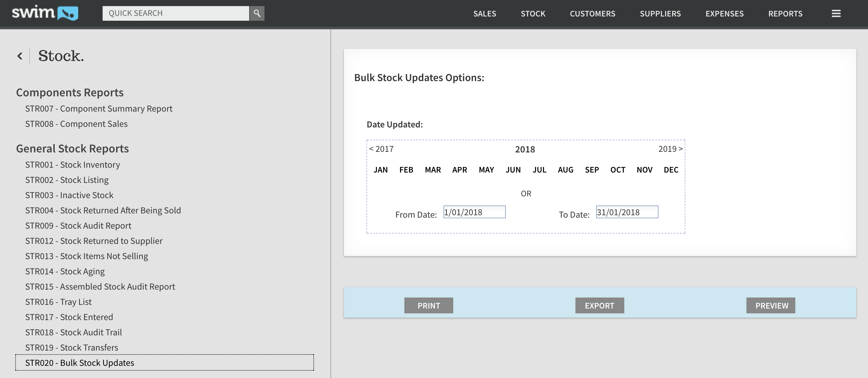 Bulk Stock Update Report